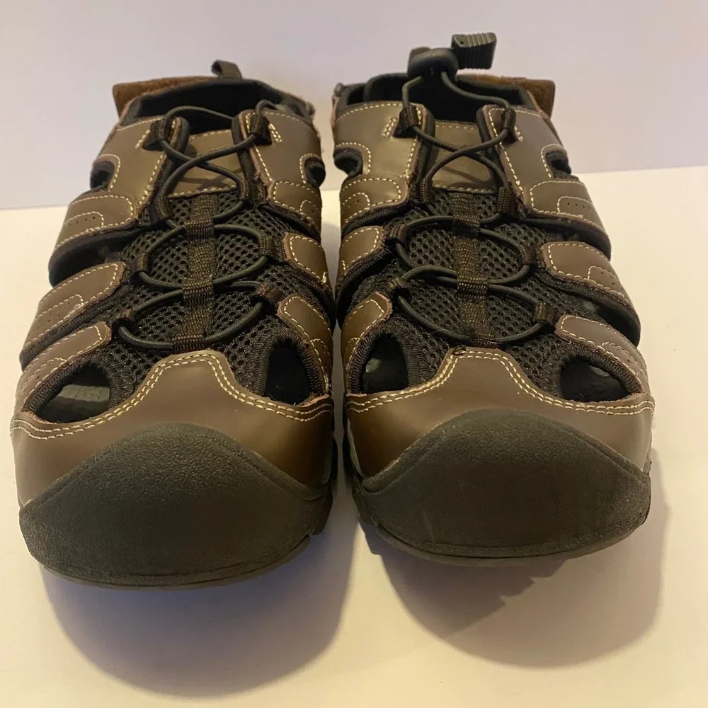 Eddie Bauer Sandals Mens 12 Brown‎ Excellent Closed Toe Bungee Strap
